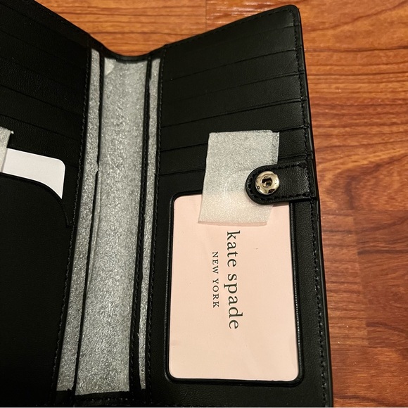 NWT Kate Spade Darcy Slim Bifold Wallet - Black & Cream - Picture 2 of 7